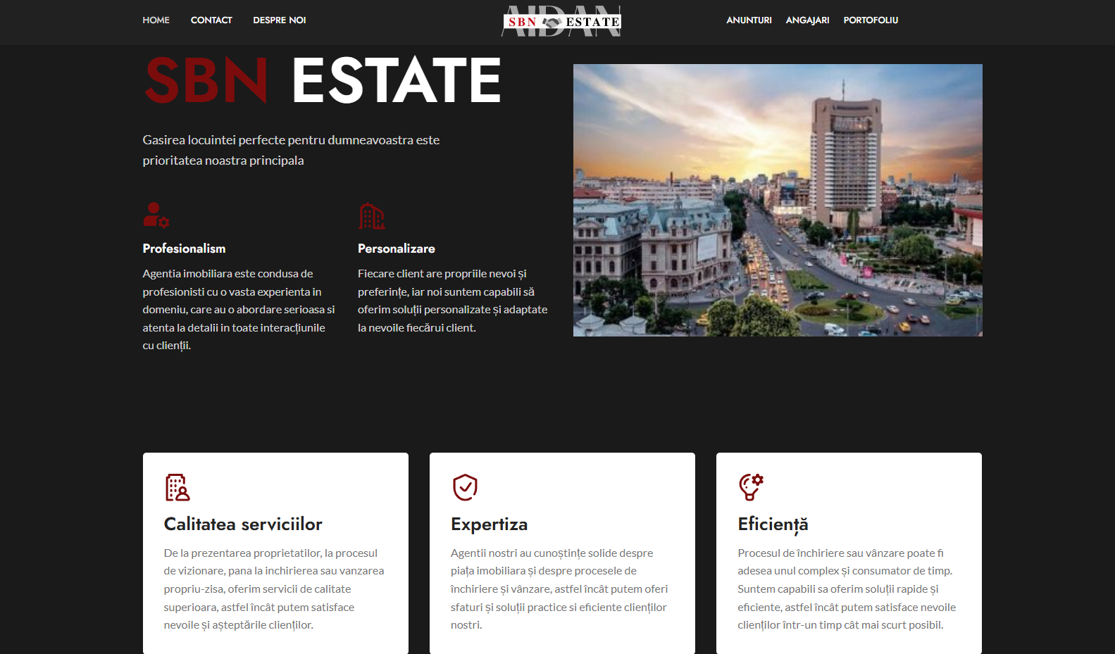 SBN Estate - Site Prezentare - Portofoliu dezvoltare web București Digital Build